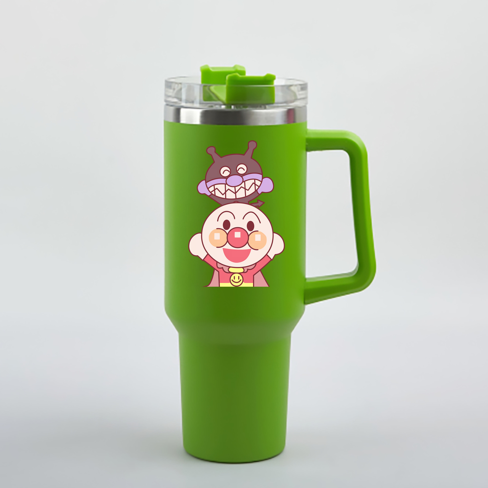 （画像用） アンパンマン Anpanman 1200mL車用タンブラー - クリスタルステッカー（プラスチックストロー付き）